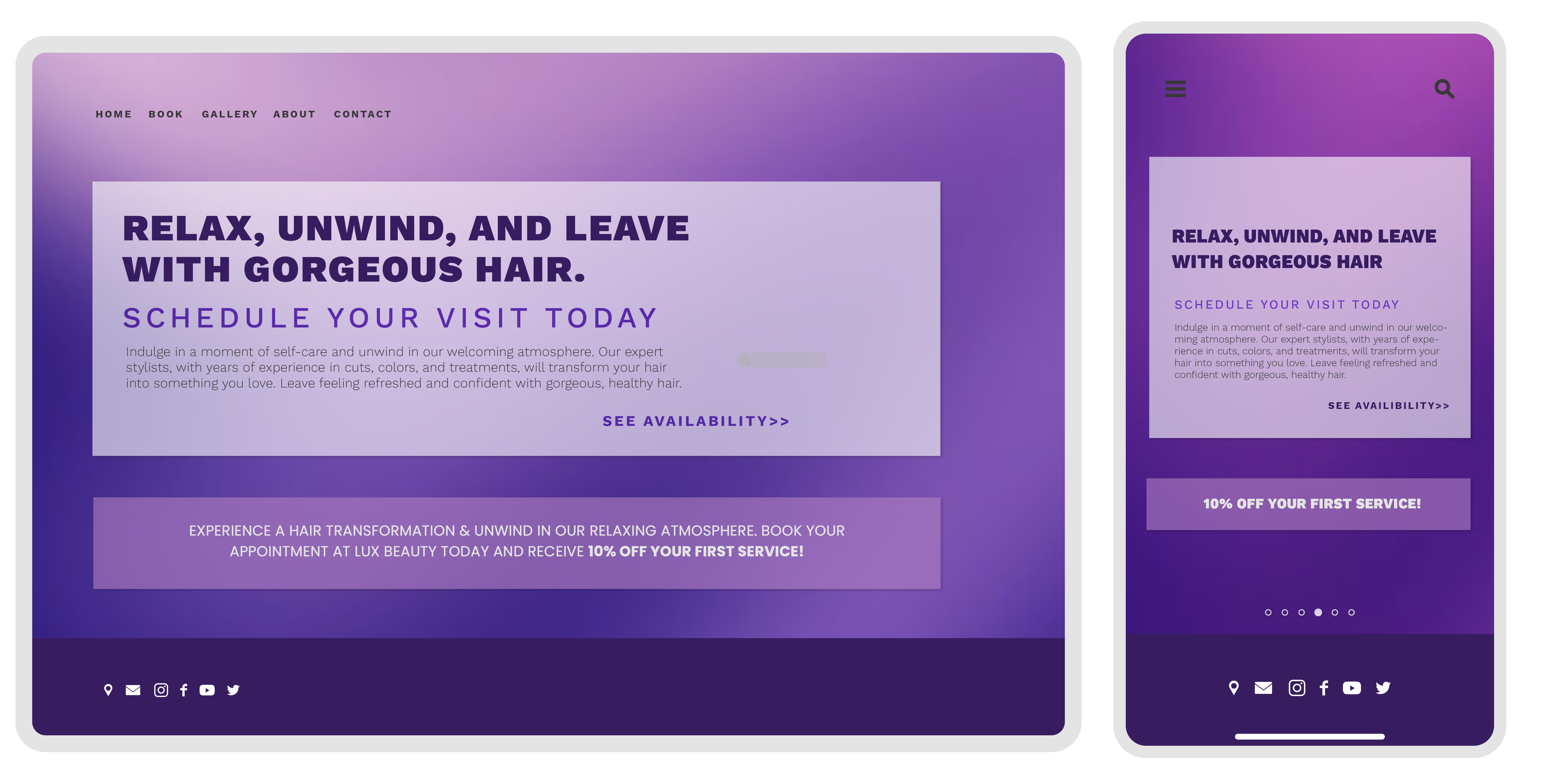 desktop and mobile website layouts